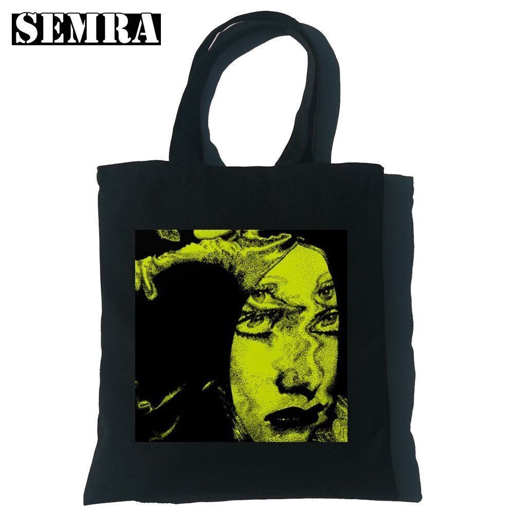 Punk Vintage Large Cartoon Canvas Bag Gothic Shopper Bag Shoulder Bag Pocket 1PC