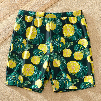 Matching Swimsuits Arrival Summer Floral Print Striped One Shoulder Family Nylon