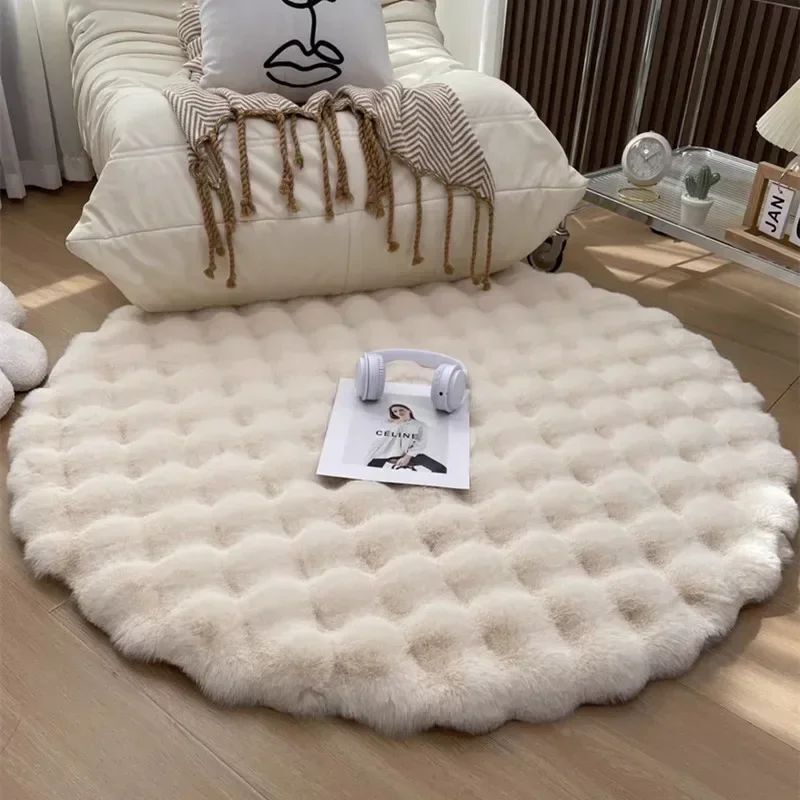 Area Rugs Soft Plush Nordic Round Carpets Living Room Bedroom Non Slip Floor Mat