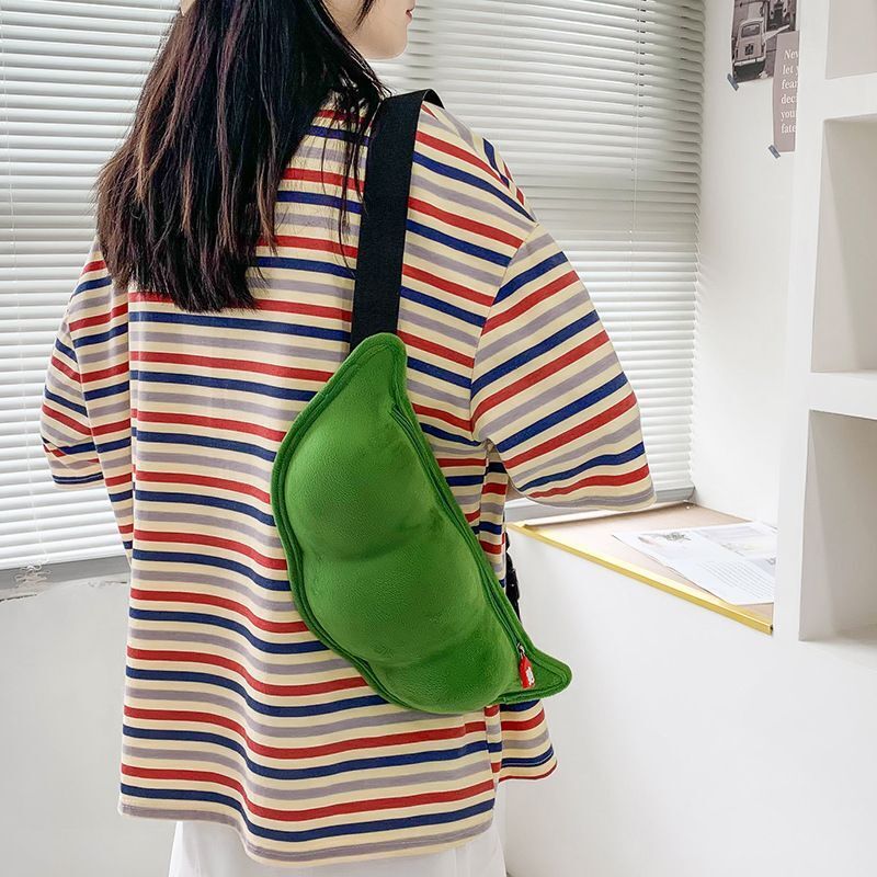 Plush Shoulder Bag Creative Peas Shaped Top Handle Bags Outdoor Shopping 38*16*7
