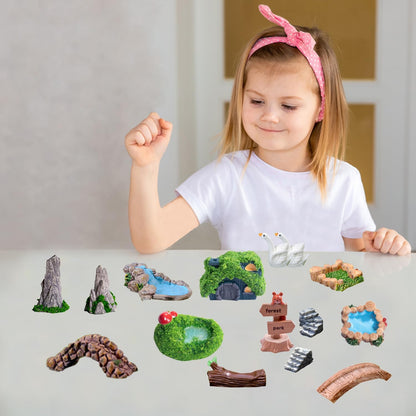 45 Pcs Resin Mini Garden Accessories - Miniature Landscape Decorations with Mini