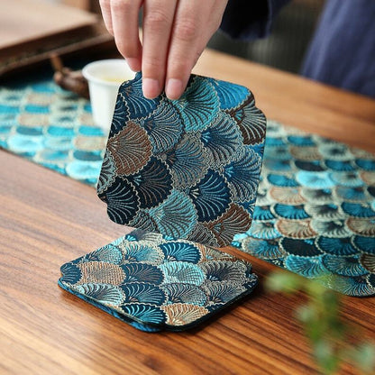Fabric Scallop Shaped Coaster|Burlap Tea Coaster|Tea Accessories