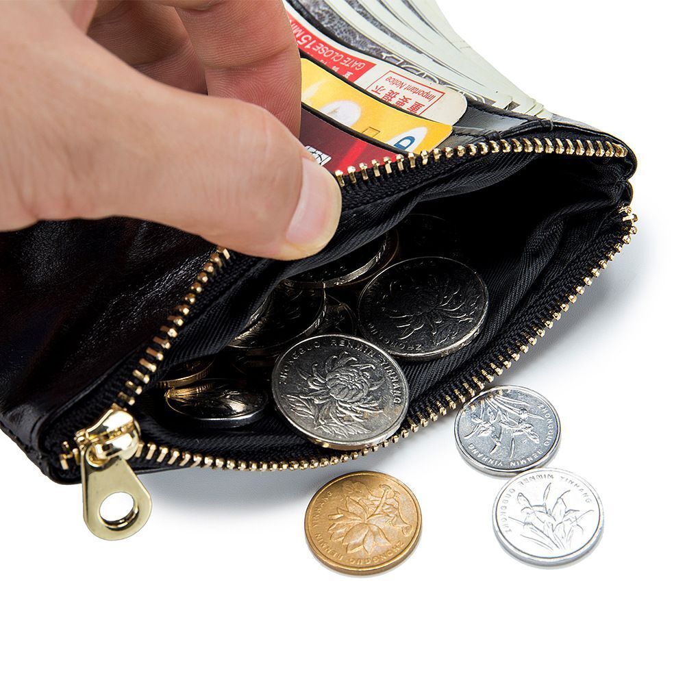 Genuine Leather Wallet Retro Short Purse Style Clip Simple Storage Wallet Zipper