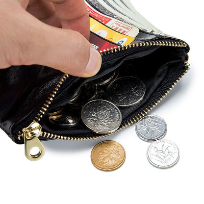 Genuine Leather Wallet Retro Short Purse Style Clip Simple Storage Wallet Zipper