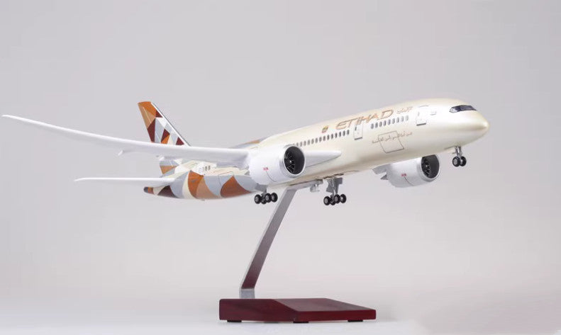 1:130 43CM ETIHAD BOEING 787 Passenger Plane Landing Gear Resin Aircraft Model