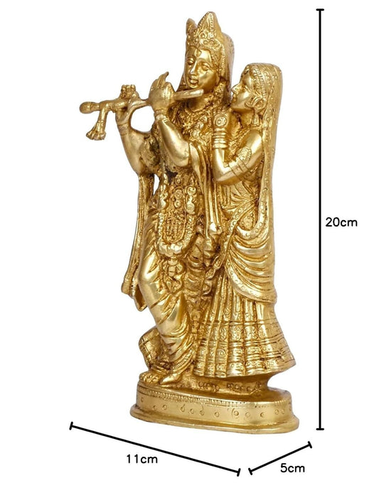 Hindu God Lord Brass Radha Krishna Statue Beautiful Divine Love Couple Sculpture