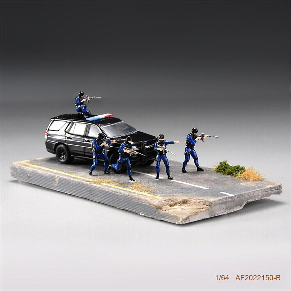 1/64 Anti-explosion Police SWAT Team Dolls Scene Figure Model For Cars Vehicles