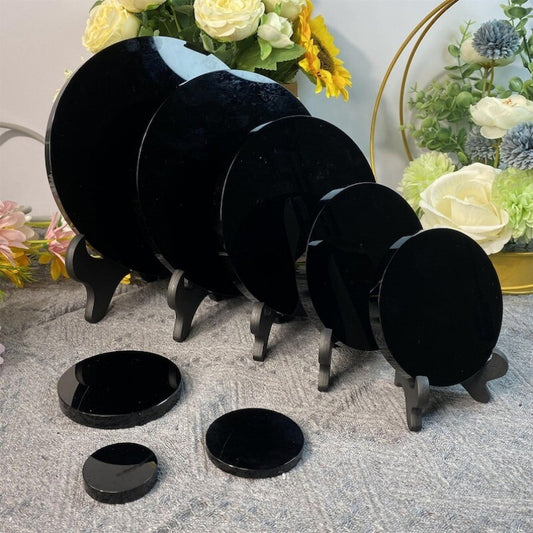 Natural Obsidian Mirror Obsidian Wafer Crystal Mirror Crystal Gifts healing 1pc