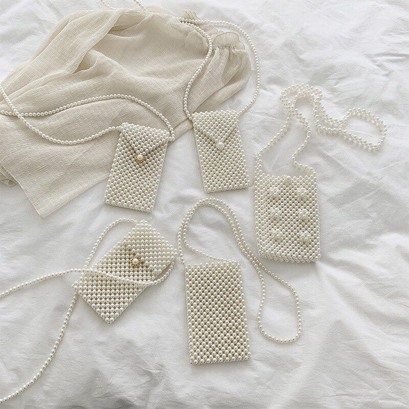 Mini Pearl Bag Handmade Vintage Beaded Fashion Shoulder Bag Luxury Coin Purse