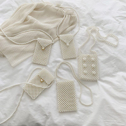 Mini Pearl Bag Handmade Vintage Beaded Fashion Shoulder Bag Luxury Coin Purse