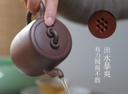 220cc Handmade Purple Sand Tea Pot in Yixing, China, Purple Clay Shuangchuan Gongfu Tea Pot-
