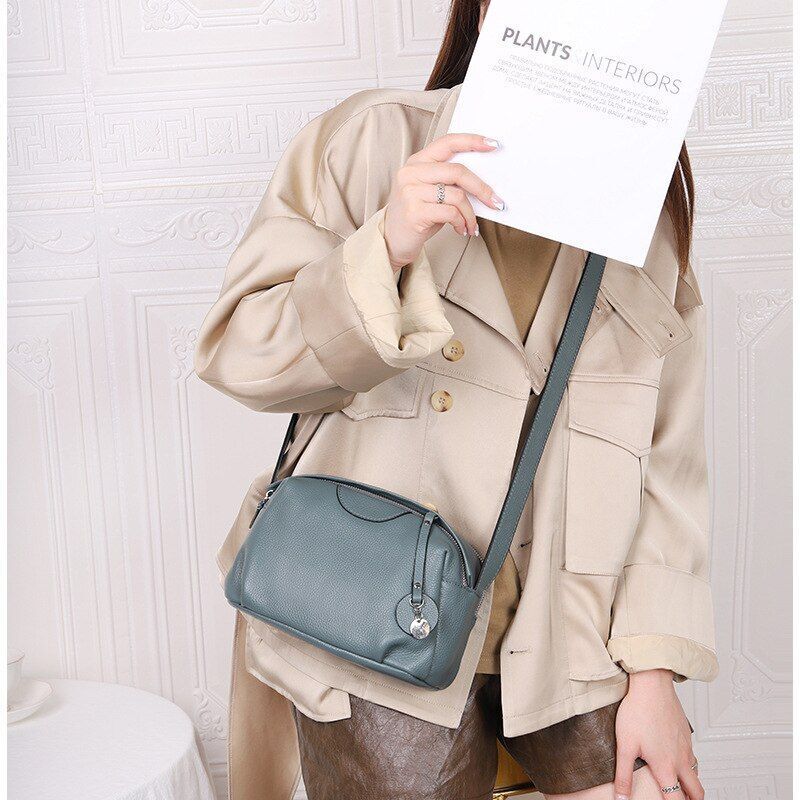 Messenger Handbags Genuine Leather Small Shoulder Sling Crossbody Bag Shell Red