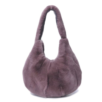 Fashion Womens Hobo Bags Full-pelt Rex Rabbit Fur Tote Bags Casual Shoulder Bags