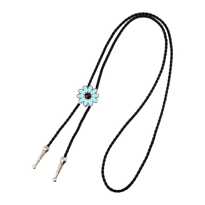 Men Bolo Tie Alloy Polyester Cowboy Flower Gemstones Shirts Sweaters Accessories