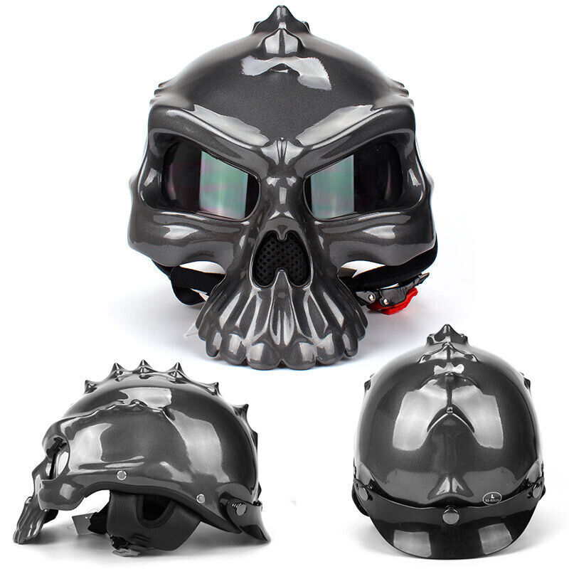 NEW Vintage Motorcycle Helmet Fashion Reversible Skull Half-Helmet For Men Women