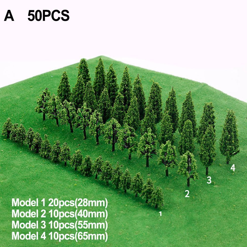 Artificial Miniature Tree 50Pcs Plastic Train Model Scenery Railroad Decorations