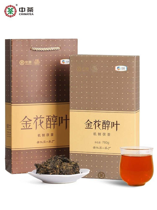 中茶 金花醇叶760g Chinese Tea Zhongcha Pu'er Tea 湖南安化黑茶正宗金花茯砖茶 金花茂盛 Brick Tea