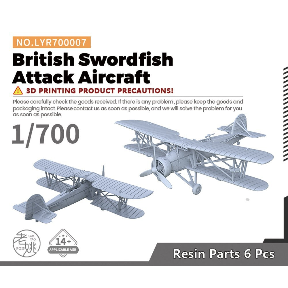 Yao's Studio LYR700007 1/700 Model Kit British Swordfish Attack Aircraft 6pcs