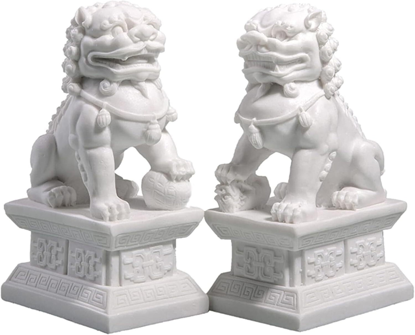 Foo Dogs Statues Pair Chinese Fu Foo Dogs Guardian Lion Statues 7in/18cm