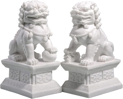Foo Dogs Statues Pair Chinese Fu Foo Dogs Guardian Lion Statues 7in/18cm