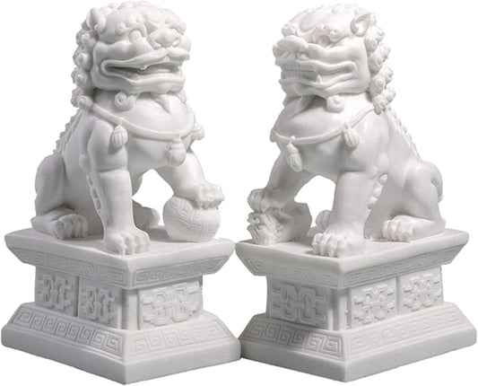 Foo Dogs Statues Pair Chinese Fu Foo Dogs Guardian Lion Statues 7in/18cm