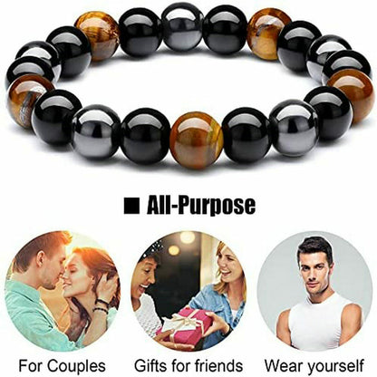 Tiger Eye Natural Stone Obsidian 8/10mm Beads Bracelet Men Women Jewelry LOT