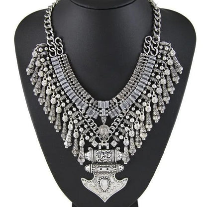 Bohemian Necklace Vintage Choker Ethnic Statement Large Collar Pendant Gypsy