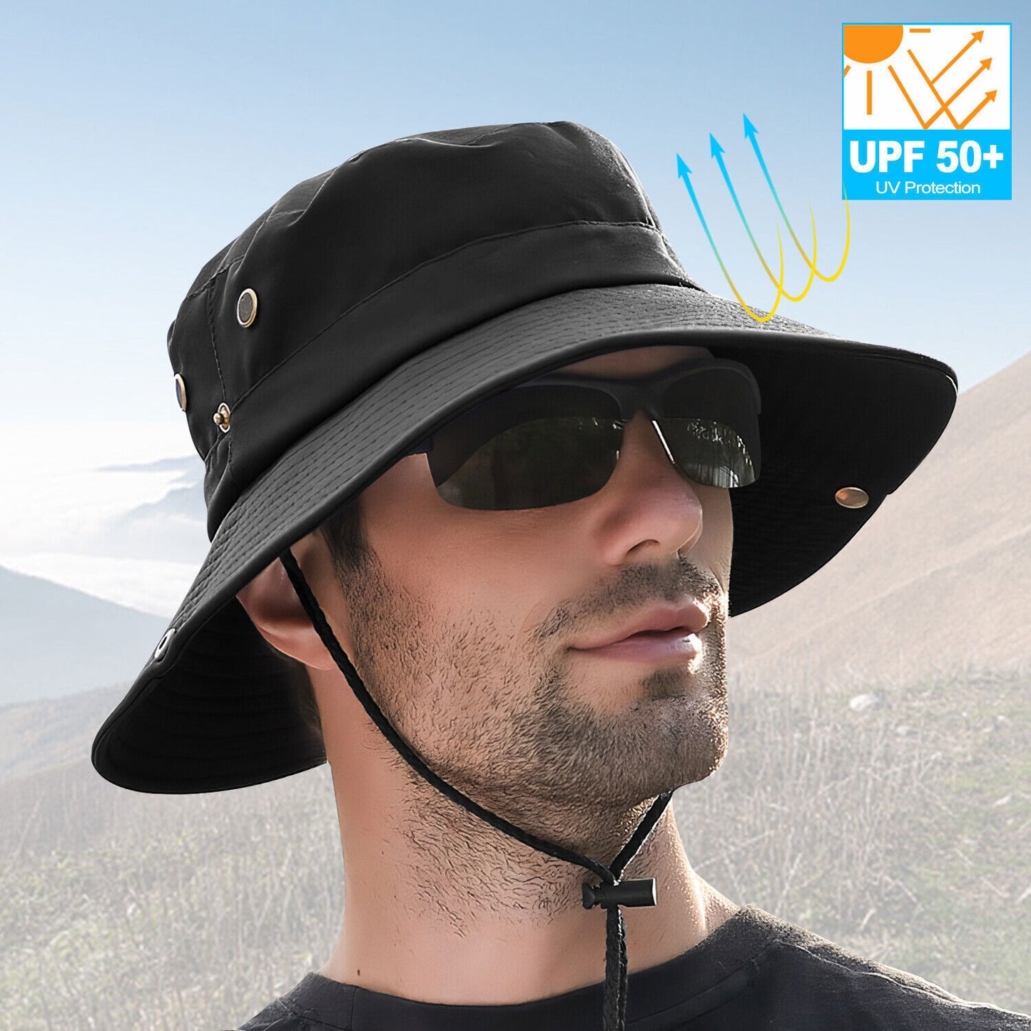 Wide Brim Sun Hat Breathable Bucket Cap Summer Fishing UV Protection Men Women