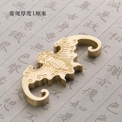 Pure Brass Bat Brush Rest 200g Chinese Calligraphy Paperweight