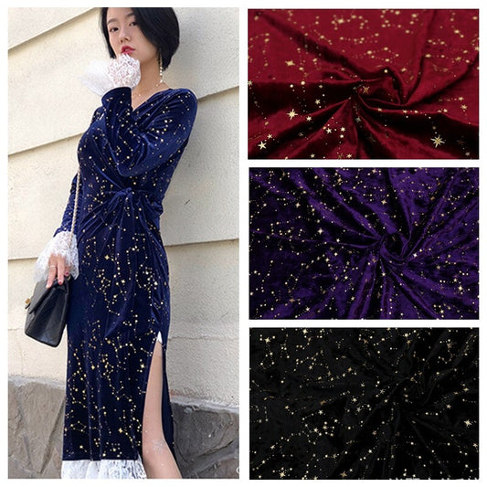 Shiny Star Velvet Fabric Material for Dress Cloth Craft Upholstery 145*100cm Sew
