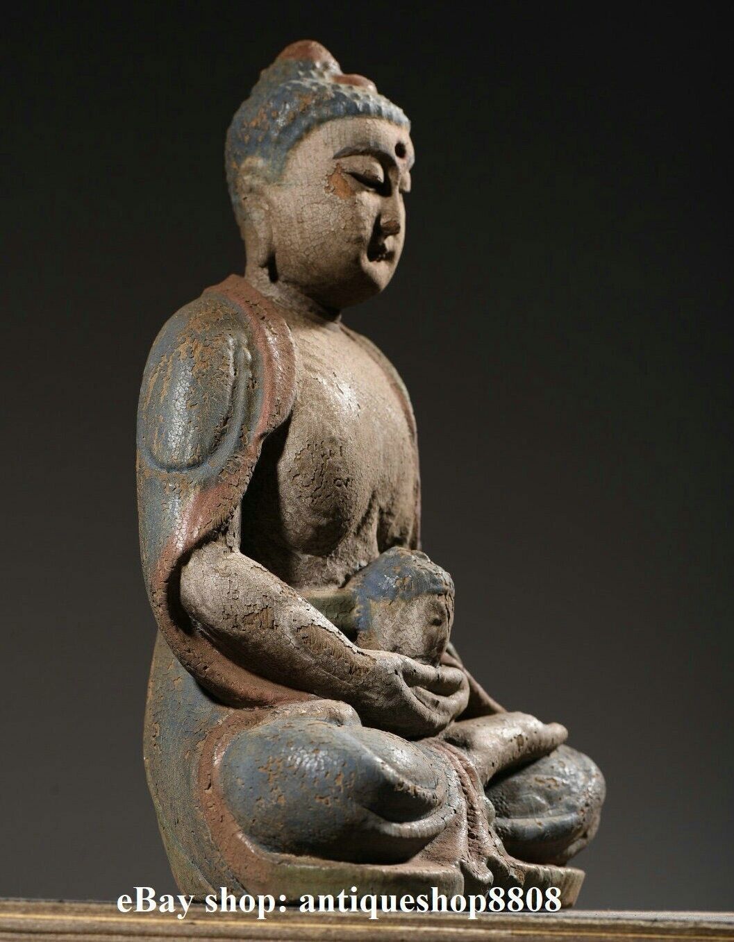 10" Tibet Buddhism Wood Carved Shakyamuni Amitabha Buddha Sakyamuni Statue S05