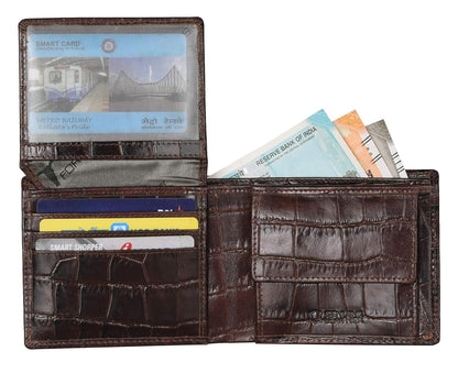 New Carl Printed Brown Bi-Fold Leather Men's Wallet RFID Protection Gift Item