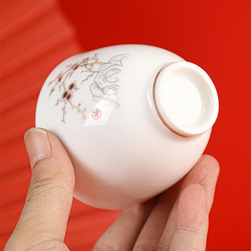 999 Sterling Silver Tea Cup Floral Print Under Glaze Porcelain Master Cup Of Tea
