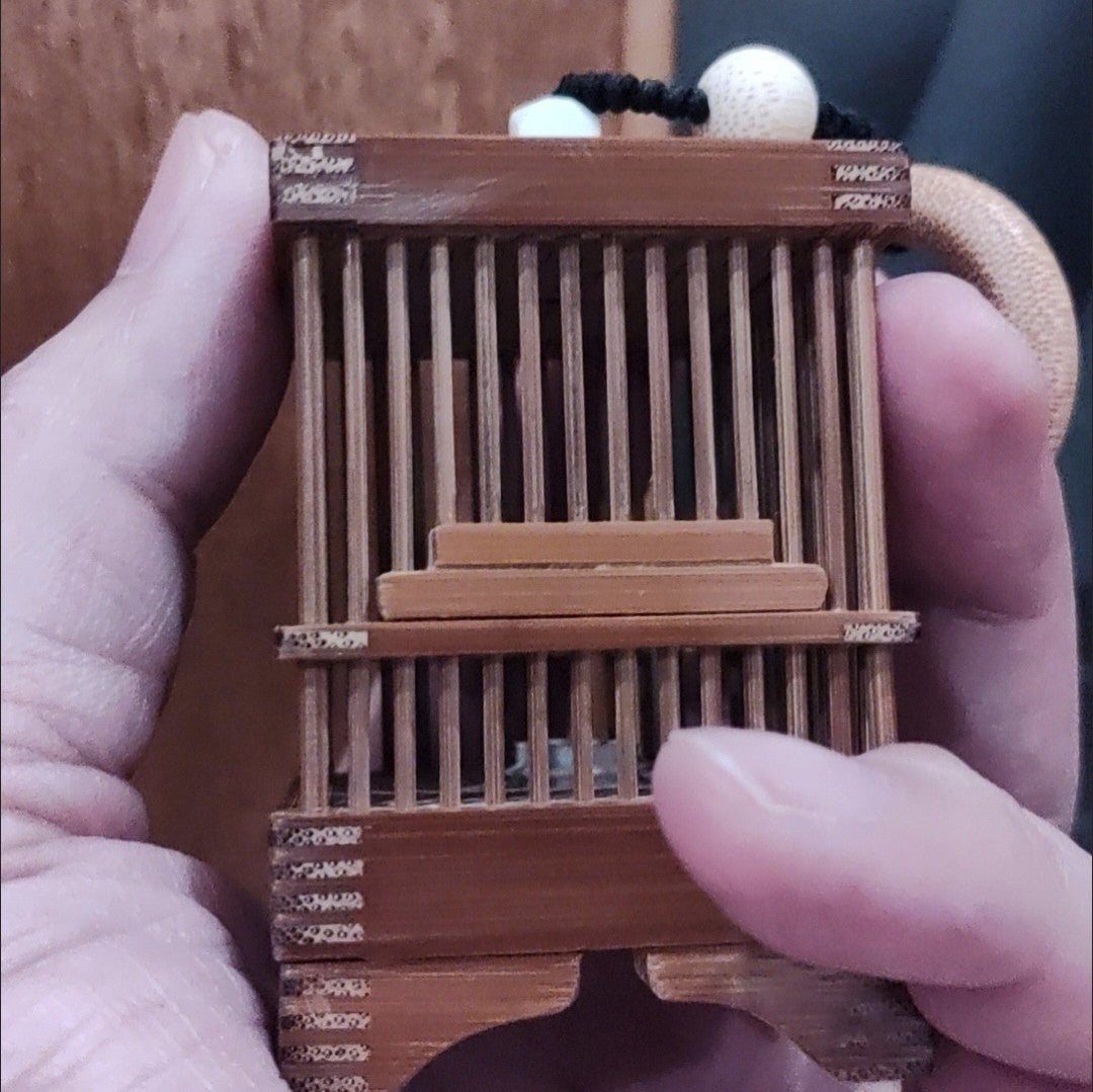 Handmade Bamboo Cricket Cage Square Singing Insect Keeper Chinese Folk Craft