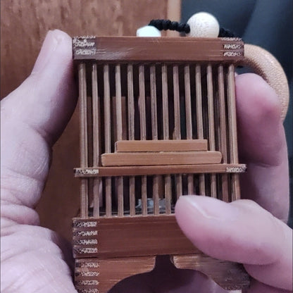 Handmade Bamboo Cricket Cage Square Singing Insect Keeper Chinese Folk Craft