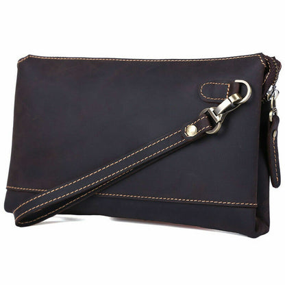 Vintage Men's Real Leather Long Clutch Purse Messenger Bag Handbag Zipper Wallet