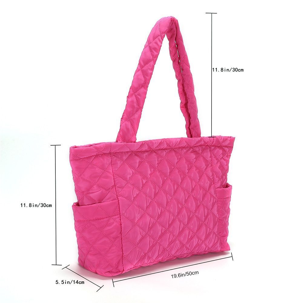 Lattice Pattern Shoulder Bag Cotton Handbag Large Capacity Purse Feather Padded