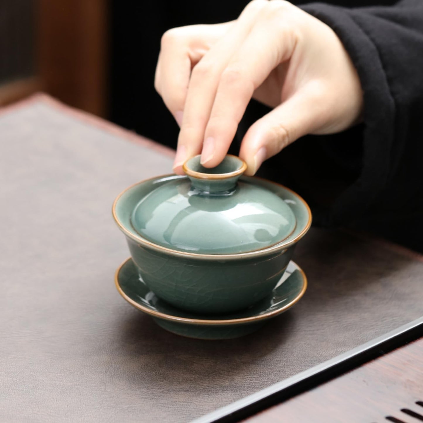 Crackled Glaze Ceramics Gaiwan 125ml 4.1oz Heat-resistant Chinese Kungfu Tea Set