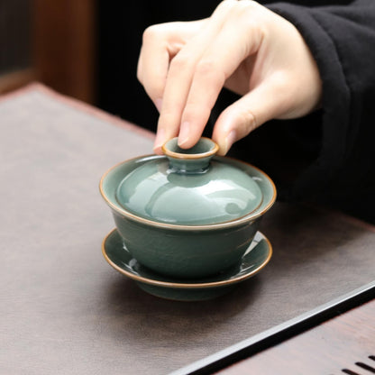 Crackled Glaze Ceramics Gaiwan 125ml 4.1oz Heat-resistant Chinese Kungfu Tea Set