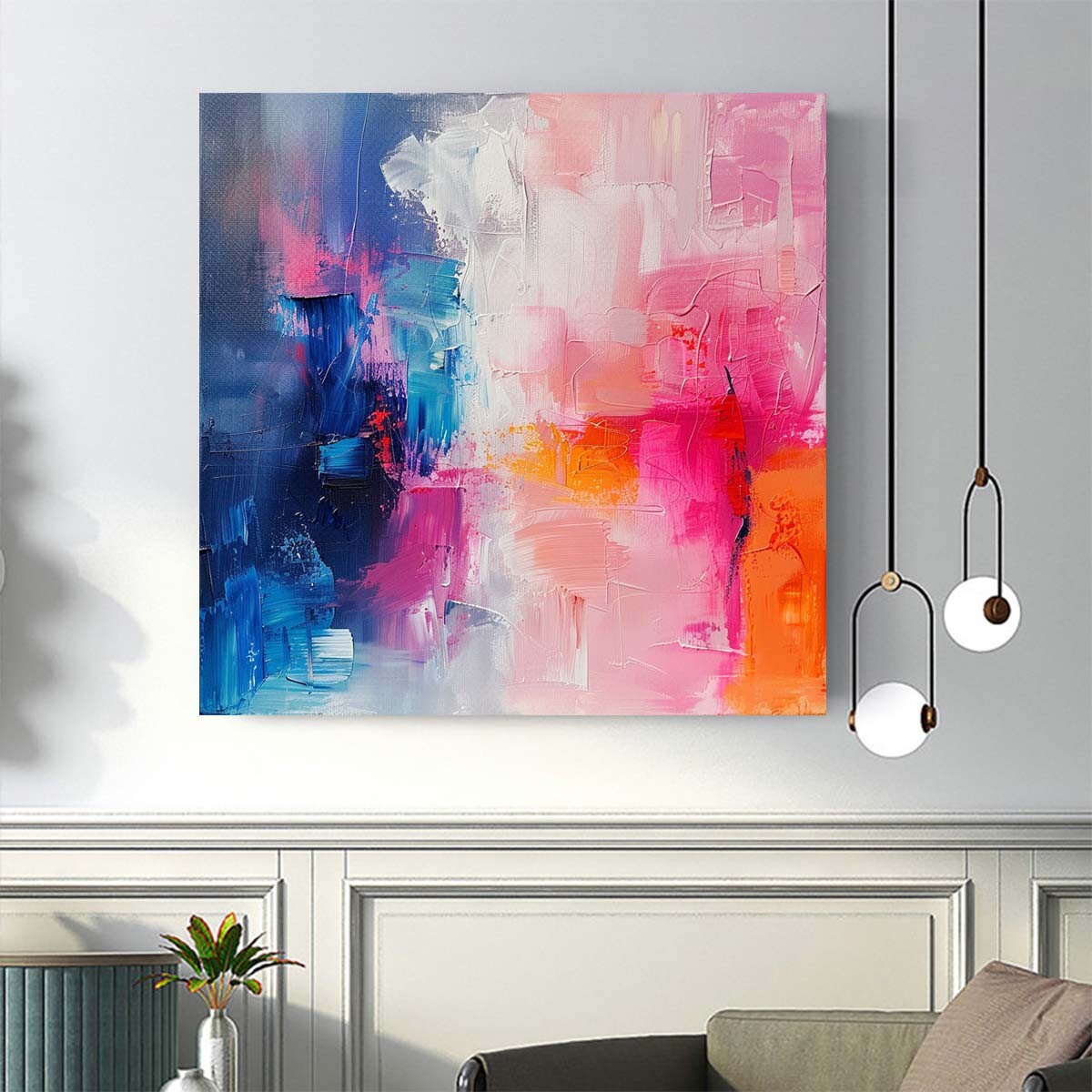 Large Hand-painted Purple Abstract Oil Paintings On Canvas Wall Art Home Decor