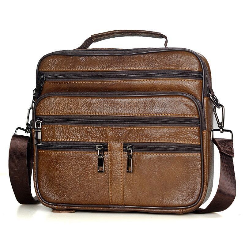 Men Genuine Leather Shoulder Bag Leather Handbags Men's Bag Travel Bag Tote