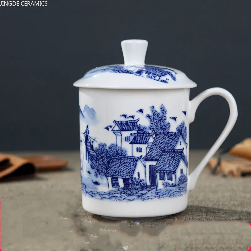 500ml Handmade Dragon Jingdezhen Bone China Tea Mug with Lid Ceramic Tea Infuse