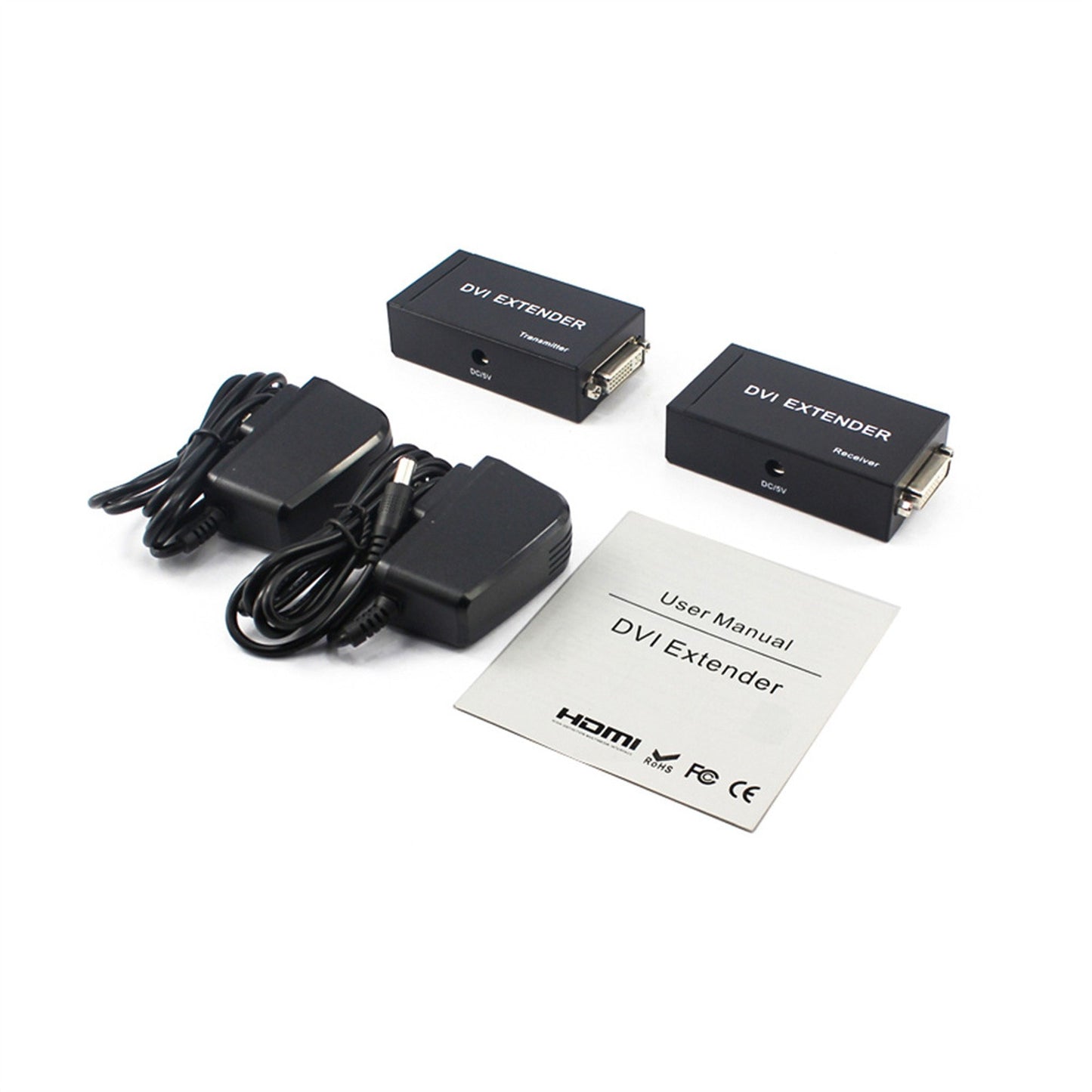 1080P 3D DVI Extender Transmitter&Receiver Via Rj45 Cat5e Cat6 Cable 60m To HDMI