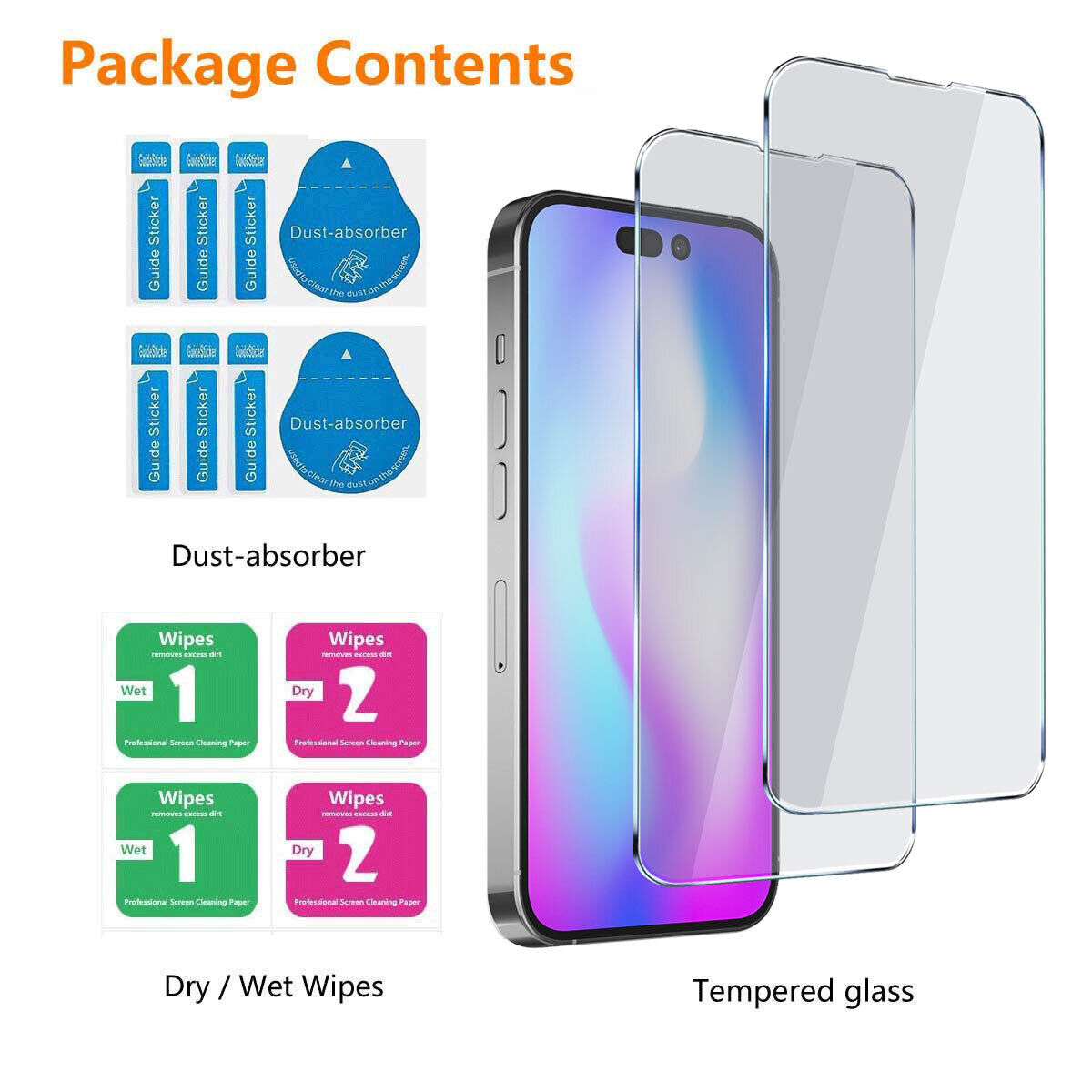 For Apple iPhone 14/14 Pro Max/Plus Tempered Glass HD Clear Screen Protector