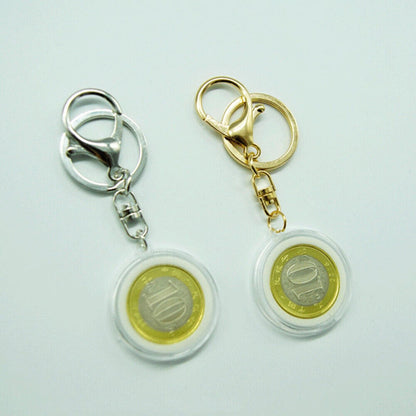 2PCS Coins Holder Keychain Capsule Storage Box Key Ring For 30mm Round Coin j