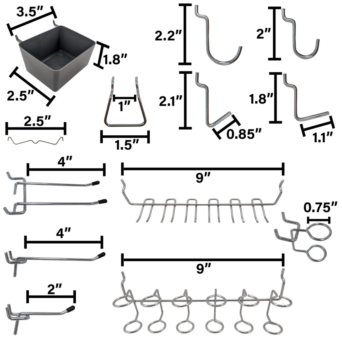 80 Piece Pegboard Hooks and Holders - Includes Straight, Curved, and Angled H...