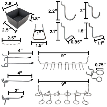 80 Piece Pegboard Hooks and Holders - Includes Straight, Curved, and Angled H...