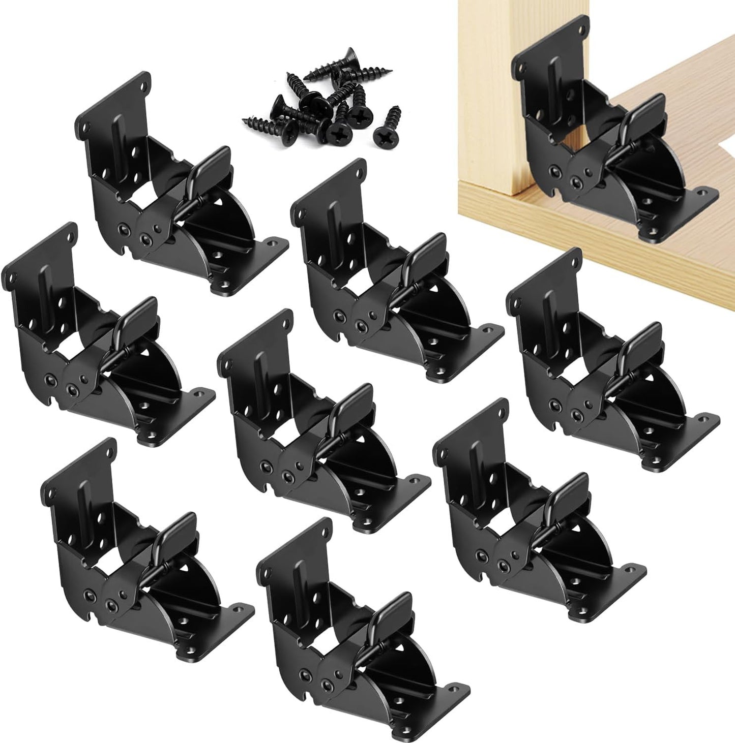 YDAJIURI Folding Brackets 8 Pack, Heavy-Duty Self-Locking Hinges with Screws, Fo