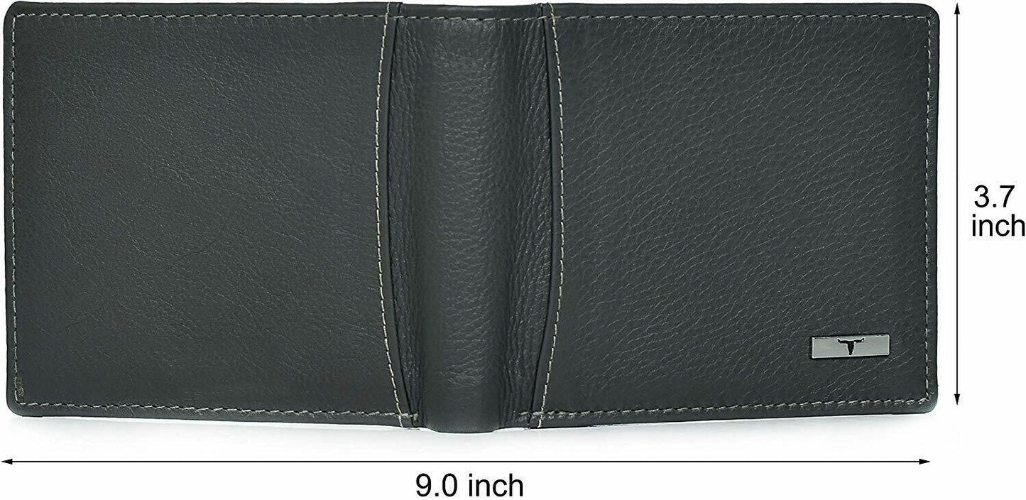 New Men's Grey Colour Leather Bi-fold Wallet Gift Item