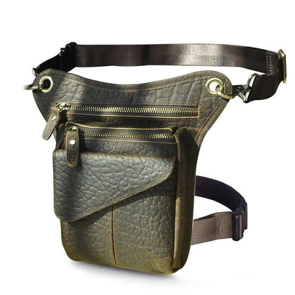 Real Leather Casual Shoulder Messenger Bag Fashion Waist Belt Pack Drop Leg Bag